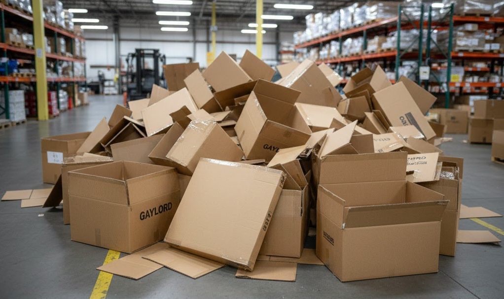 Warehouse with gaylord boxes at Arizona Packaging